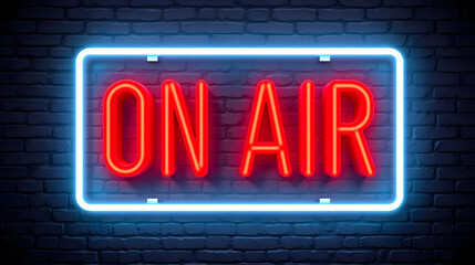 Obraz premium Leuchtendes rotes ON AIR Neonschild - Wallpaper Design - Harmonisches Hintergrundbild
