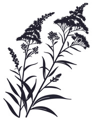 Naklejka premium Minimalist Goldenrod Flower Silhouette Vector