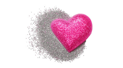 Fototapeta premium Heart emoji emerging from glitter smear, pink-silver gradients