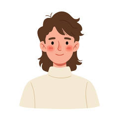 Vector illustration of person with rosy cheeks on white background, healthy glow 