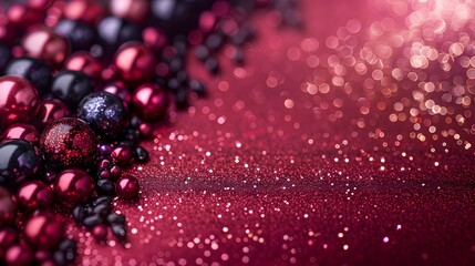 Luxurious Magenta and Black Celebration Background with Glittering Orbs and Confetti Sparkles