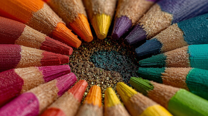 colored pencils in a row