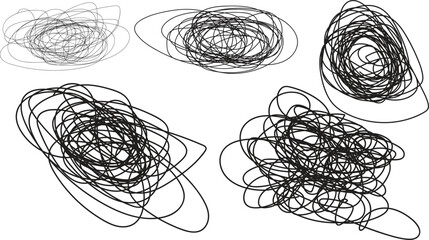 Abstract scribble line art, chaotic doodle shapes, modern random curves vector illustration