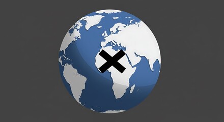 Cross symbol centered over rotating globe illustration