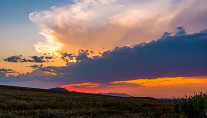 Obraz premium Dramatic sunset over a field