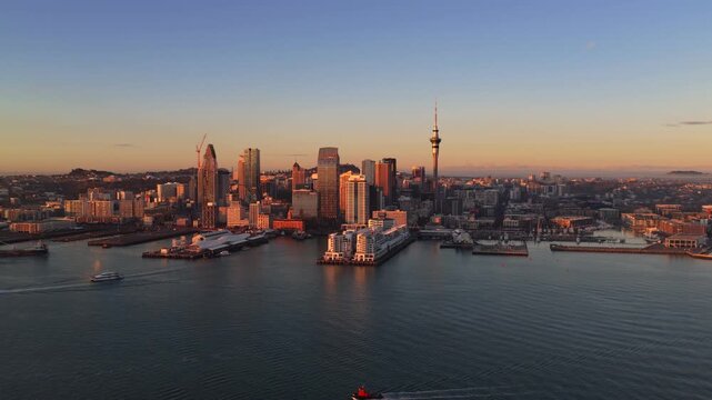 Golden Dawn Over Auckland CBD Skyline