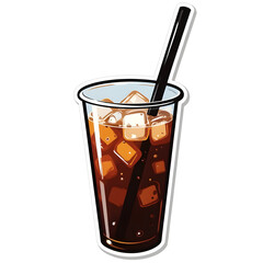 a glass of iced tea with a white background