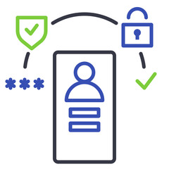 Two-factor authentication icon. A flat, simple line icon representing the concept of two-factor authentication (2FA).