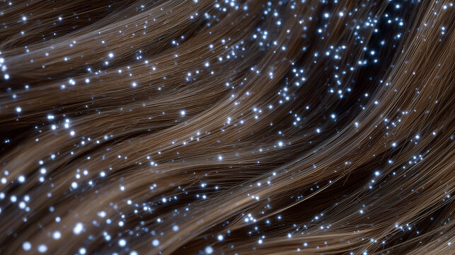 Close-up of scalp showing tiny punctures from microneedling combined with glowing digital effects representing exosome and plasma action on hair regeneration,