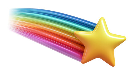 Obraz premium Rainbow shooting star emoji with bright, glossy gradients