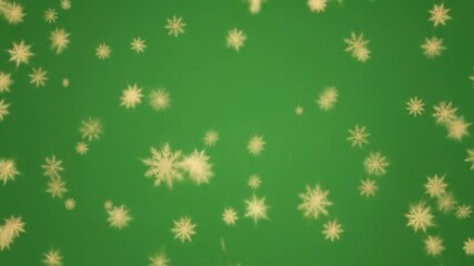 Gold snowflakes falling green screen background, winter holiday design - Powered by Adobe
