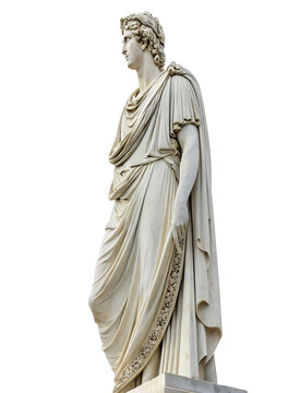 Greek Marble Statue Set &ndash; Classical Ancient Sculpture Collection on Solid White Background