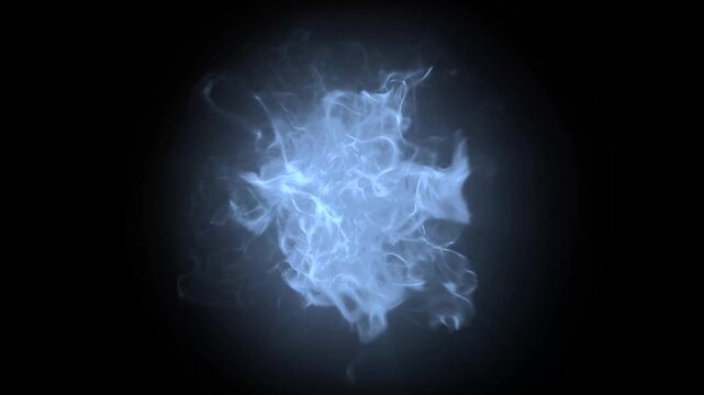 Explosion particle effect on black background. Neon glowing shockwave footage for overlay templates