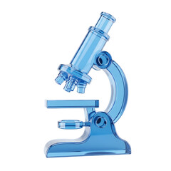 Modern Blue Translucent Microscope for Scientific Research on Transparent Background