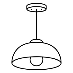 Minimalist Hanging Pendant Light Outline Vector Icon