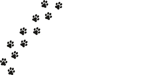 Silhouette of paws icon, set,  paw prints on white background, animal paws silhouette set