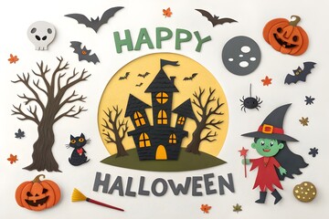 Happy Halloween greetings template vector. Vector illustration.