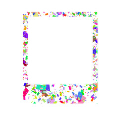 decorative confetti polaroid photo frame clipart border, transparent background