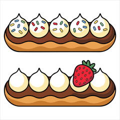 Dessert eclair pastry vector illustration isolated