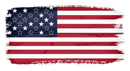 American Flag Brush Stroke Illustration - Vibrant Patriotic Symbol of the United States