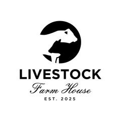 Cow Logo. Cattle Angus Livestock Farm Logo Design