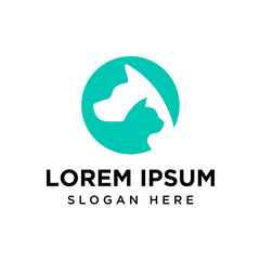 Dog and cat head silhouette logo design. Logo for pet clinic, pet care or pet rescue