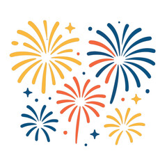 Vibrant Festive Fireworks Exploding in the Night Sky - Cheerful Celebration Design