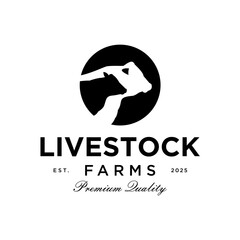 Cow Logo. Cattle Angus Livestock Farm Logo Design