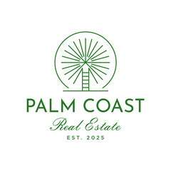 Vintage Retro Palm Tree Emblem Logo with Classic Vibe