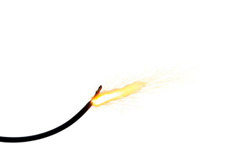 Lit Fuse with Bright Sparks on Transparent Background