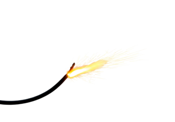 Lit Fuse with Bright Sparks on Transparent Background