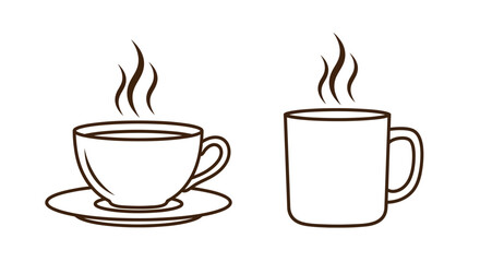 Fototapeta premium Steaming Hot Coffee and Tea Cups A Classic Illustration of Warm Beverages