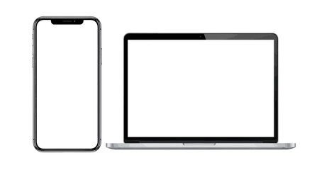 Smartphone and Laptop Mockup with Blank Screens for Design and Presentation Templates
