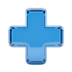 Obraz premium Modern Blue Medical Cross Symbol 3D Render on Transparent Background