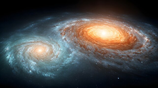 Two interacting spiral galaxies in deep space. - Powered by Adobe
