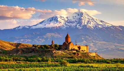 Fototapeta premium Mountain Monastery Sunrise