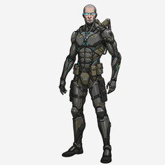 Fototapeta premium Genetically Enhanced Soldier Illustration White Background