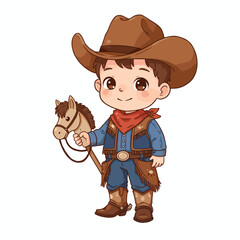 Fototapeta premium Illustration Cute Cowboy White Background