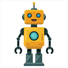 Fototapeta premium Cheerful robot character vector illustration white background