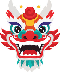 Chinese dragon mask vector colorful traditional festival symbol design illustration for celebration and decoration