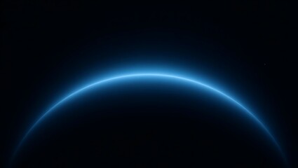 Glowing blue arc of light against a deep black background