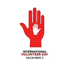 Fototapeta premium Red hand with smaller hand inside symbolizing international volunteer day