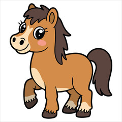 Cute horse vector illustration isolated white background