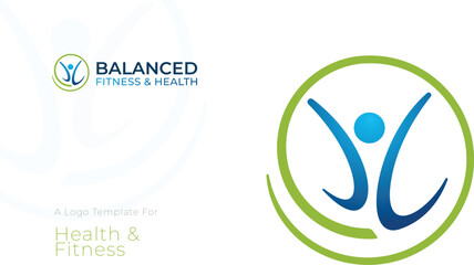 Balanced Fitness and Health logo design showcasing elements of wellness and vitality
