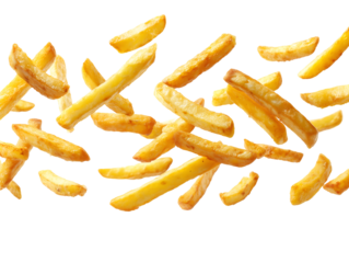 Golden French Fries Falling on Black Background Food Photography for Menus and Ads