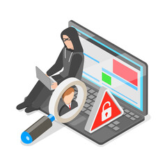 3D Isometric Flat Vector Illustration of Computer Crime, Cyber Security Breach. Item 4 © TarikVision