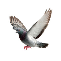 Obraz premium Png of A beautiful gray pigeon in mid-flight, showcasing its vibrant feathers and graceful wings against a striking background.