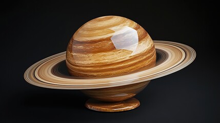 3D Render of Saturn with Ring against dark backdrop.
