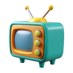 Retro television isolated on transparent background