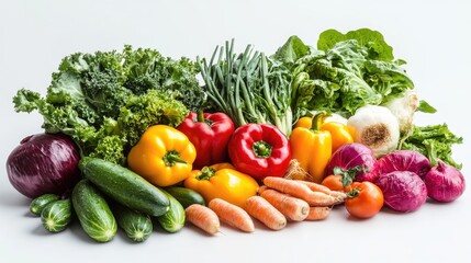Vibrant Bounty of Fresh Vegetables: A colorful and enticing array of fresh vegetables, artfully arranged to showcase their natural beauty and wholesome goodness. Celebrating health.